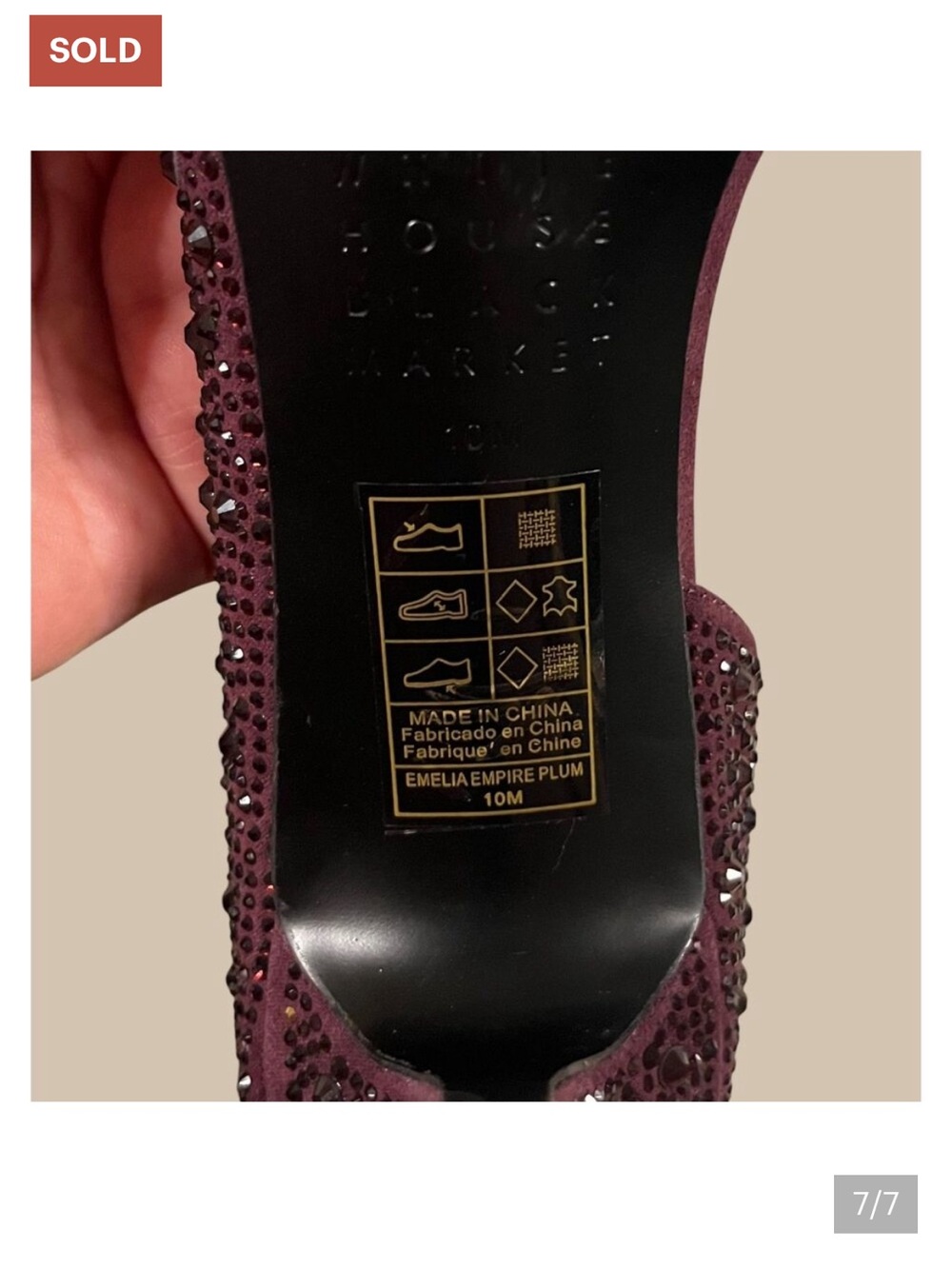 White House Black Market Plum Crystal Embellished Pointed-Toe Heels - Picture 7 of 7